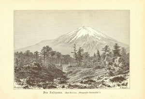 Japan: "Mt. Fujiyama"  Wood engraving published ca 1905.