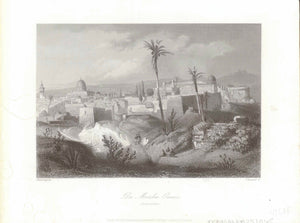 "Die Moshee Omar" (Jerusalem)  Steel engraving by T. Hearood after A. Geyer, ca 1850.  Original antique print  