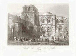 "Church of the Holy Sepulchre"  Steel engraving by F. Challis after W. H. Bartlett ca 1840. interior design, wall decoration, ideas, idea, gift ideas, present, vintage, charming, special, decoration, home interior, living room design