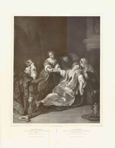 "Die Aderlaesse - La Saignee"  Bloodletting, Aderlass  Lithograph by Ignaz Fertig (1809-1858)  After the painting by Aert van der Neer (1603-1677)  Printed and published by Piloty & Loehle  Munich, 1858