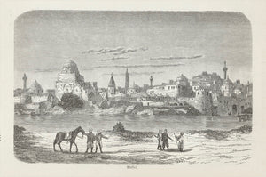 "Mosul"  Wood engraving published 1885. On the reverse side is text about Egypt, Isreal and Syria.