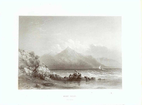 "Mount Casius" (on the border between Syria and Turkey) "from Selucia"  Steel engraving by C. Cousen after W.H. Bartlett, published 1854.