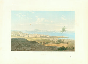 "Tiberias" near  Sea of Galilee  Toned steel engraving published 1861. Good condition.  Original antique print , Israel
