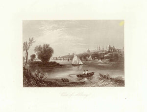 "View of Albany"  Fine steel engraving by D. G. Thompson ca 1860.  Wide margins.