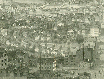 "Rochester" - Stationery  Steel engraving by Gustav Georg Lange (1812-1873)  Darmstadt, ca. 1850  Rochester. General view of the city.  Published by Charles Magnus New York  Unused double sheet of personalized stationery.