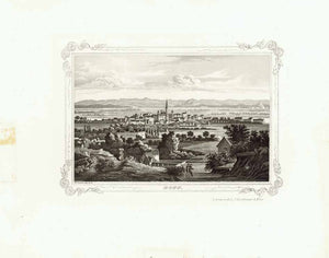 Antique print, antike Ansicht, "Bonn"  Nordrhein-Westfalen, Bonn, Rhein, Rhine, Beethoven, Paffelsberg  Sehr attraktive Aquatintaradierung von W. Becker nach eigener Vorzeichnung.  Gesamtansicht umrahmt von ornamentaler Bordüre  Publiziert als Teil eines seltenen Rheinalbums mit sehr kleiner Auflage  Bei L. J. Kirchberger  Klebereste linke Marge sonst Einwandfreier Zustand     Bad Ems, um 1830  Original antique print  