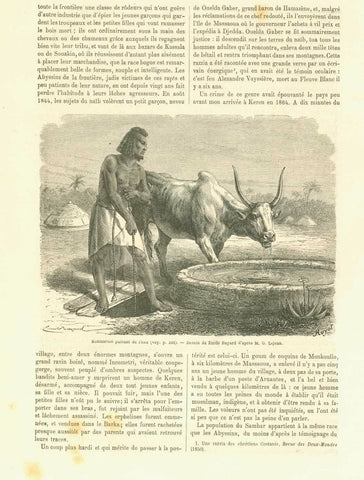 Image: "Porteuse de eau de Monkoullo"  8 page article "Voyage in Abyssinie" by Guillaume Lejean with 12 wood engraving images of peoples and landscapes. Published ca 1865., oap