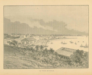 "La Ville De Dakar" (Senegal)  Senegal, Dakar, Cap-Vert Halbinsel  Zincograph published ca 1890.  Original antique print  