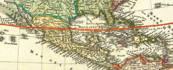 "Totius Americae Septrionalis et Meridionalis ..." Copper etching by Johannes Baptista Homann. Published in 1723. Fine map of the American hemisphere  interior design, wall decoration, ideas, idea, gift ideas, present, vintage, charming, special, decoration, home interior, living room design