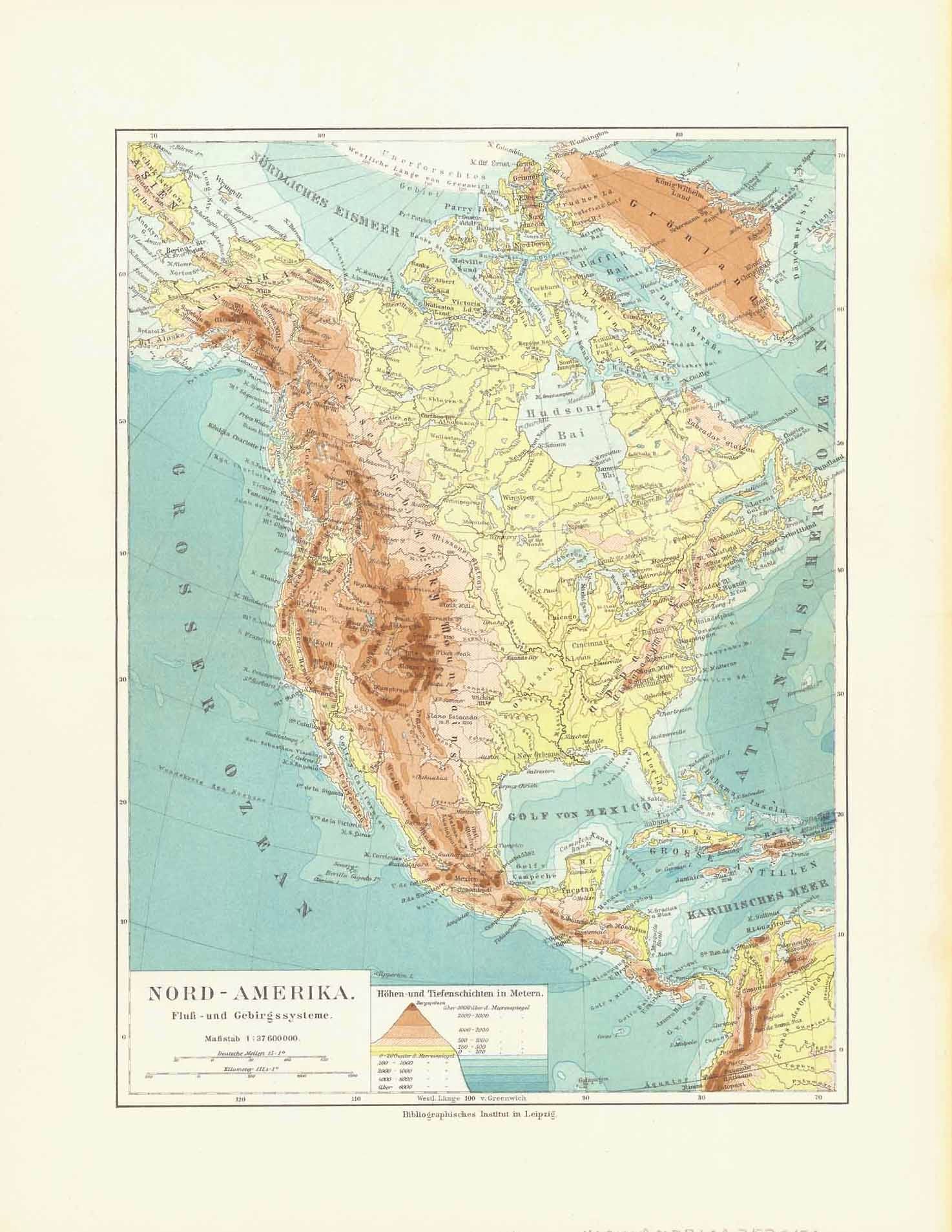 North America Physical Map Printable