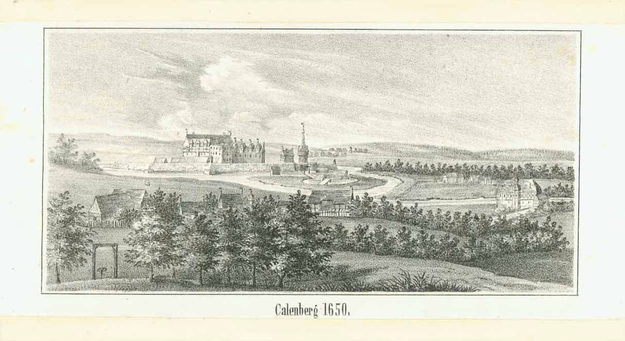 Calenberg 1650.  Lithograph ca 1850. Upper and lower margins have been widened.  Original antique print 