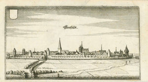 "Coesfeldt" (Coesfeld)  Germany, Nordrhein-Westfalen, North Rhine Westphalia, Coesfeldt, Coesfeld, Koesfeld, Baumbergen, Berkel  Copper engraving by Matthaeus Merian ca 1650, From "Topographia Westpaliae".  Original antique print  