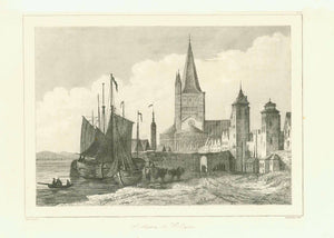 "St. Martin de Cologne"  Germany, Northrhein Westfalen, Cologne, Gross St. Martin  Steel engraving by Lemaitre ca 1845.  Original antique print
