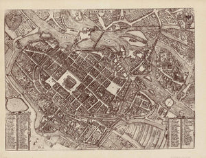 Antique print. "Wratislavia" (Now Wroclaw)  Breslau Vogelschau-Ansicht  Birds eye view of the former Silesian Capital  Copper etching  Published in "Civitates Orbis Terrarum"  By Georg Braun (1541-1622) and Frans Hogenberg (1535-1590)  Published in Köln (Cologne), 1587  Original antique print  