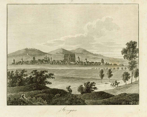 "Striegau" (today Strzegom)  Fine copper engraving ca 1800. Seldom!  Minor signs of age and use in margins.