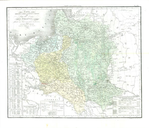 Poland, Carta Geografica, Storica, Statistica, Postale degli Stati dell'Antica Polonia Indicando. Hand-colored copper etching showing Great Poland in its defines BEFORE the First Partition of Poland in 1772.  Diverse hand coloring mark the political status. With several legends lower left and right corners. Author. Francesco Constantino Marmocchi (1805-1858)  Florence, 1840
