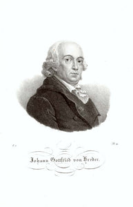 "Johann Gottfried von Herder" (1744-1803)  Portrait of his important German poet, author, philosopher, theologian  Anonymous lithographe, ca. 1840  Published in a book of portraits  Original antique print  