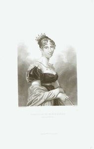 Antique Portrait, Queen, "Hortense de Beauharnais" "Reine de Holland"  Steel engraving by Ramus after Philippoteaux ca 1850.  Original antique print  