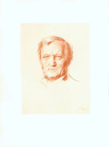 Portrait Richard Wagner  Copper etching printed in sepia color. After the famous painting by Franz von Lenbach  Published in the biography "Richard Wagner" by Houston Stewart Chamberlain  Published in Munich, 1896  Original antique print , interior design, wall decoration, ideas, idea, gift ideas, present, vintage, charming, special, decoration, home interior, living room design