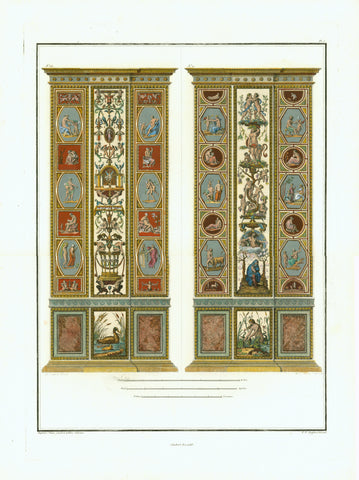 Pilasters IX and X  Image: 44 x 33 cm ( 17.3 x 12.9") Page size: 58 x 43 cm ( 22.8 x 16.9")  The Vatican Loggie  The Loggie del Vaticano are part of the three-story papal palace building, planned by Pope Julian II and finished by Pope Leo X. The building is the living quarter of the popes. And it is imaginable how much emphasis and attention it therefore had.