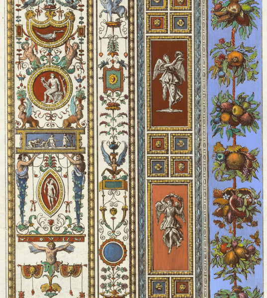 The copper etchings were printed in Rome in the year 1802. They have brilliant gouache-hand-coloring, attentively executed even in the smallest detail. The full page size measures ca. 54.5 x 41.5 cm ( 21.5 x 13.4"). An exquisite wall decoration for the discriminating homeowner!