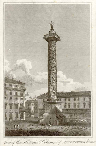 "View of the Historical Column of Antoninus at Rome"  Copper etching. Anonymous ca 1800.  Original antique print , interior design, wall decoration, ideas, idea, gift ideas, present, vintage, charming, special, decoration, home interior, living room design