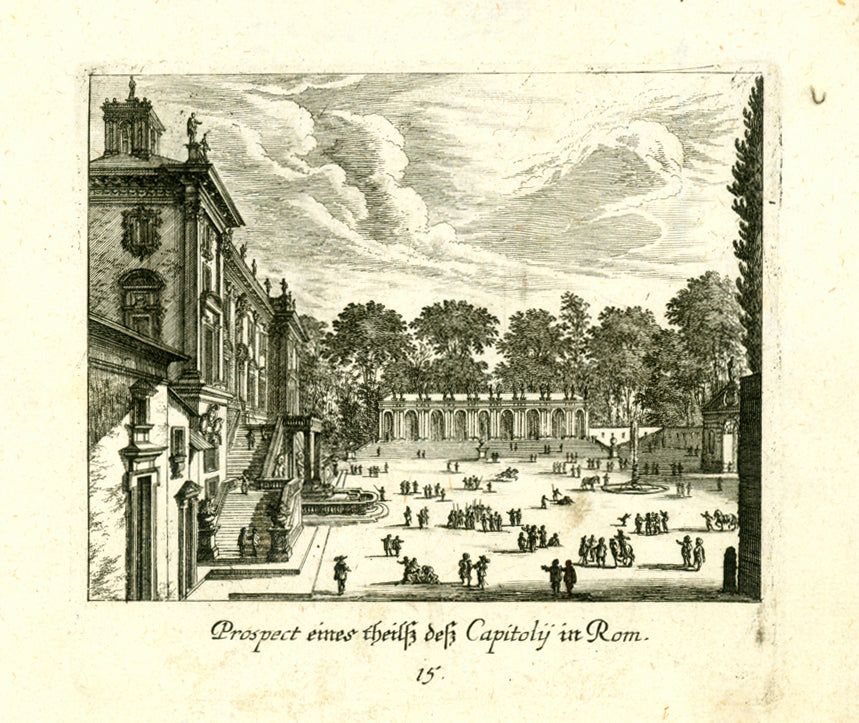 "Prospect eines theilsz desz Capitoly in Rom"  Copper engraving ca 1780. Seldom!