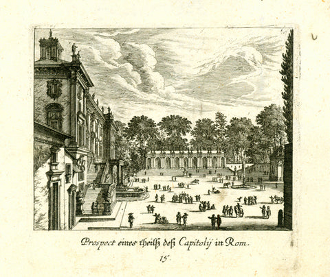 "Prospect eines theilsz desz Capitoly in Rom"  Copper engraving ca 1780. Seldom!