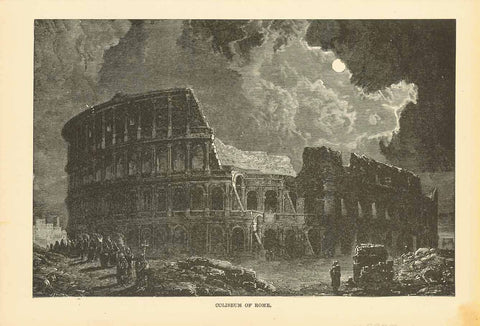 "Coliseum of Rome"  Wood engraving ca 1880.  Original antique print , kolosseum, Rom, Rome
