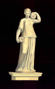 "Statua Della Ninfa Egeria Negli Orti Giustiniani"  Original antique print   Black gouache