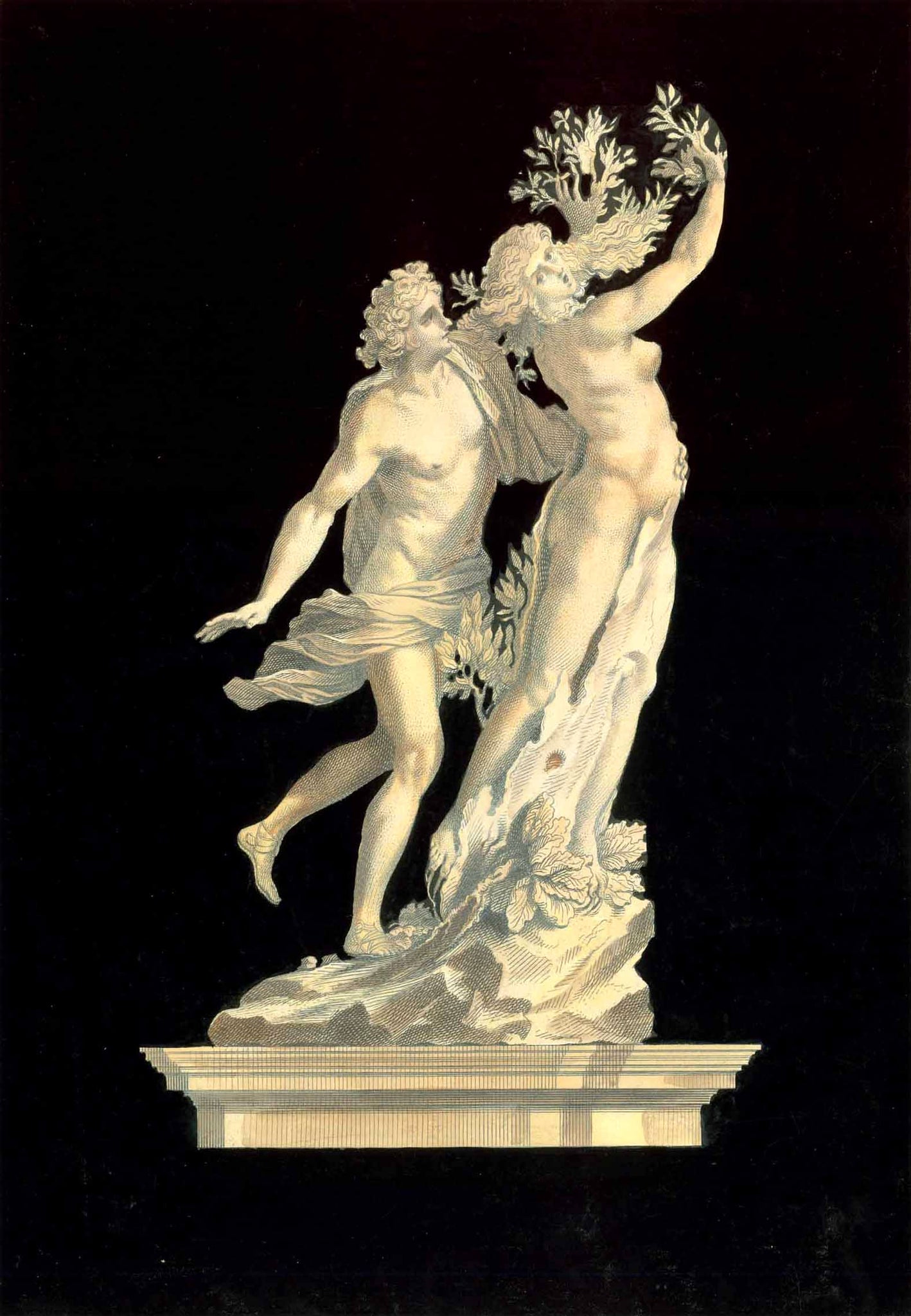  "Apollo, E Dafne Del Cavalier Gio. Lorenzo Bernini"  Negl'orti Borghesii  Original antique print 
