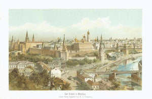 "Der Kremel in Moskau"  Chromolithograph made after a watercolor by E. T. Compton ca 1900.