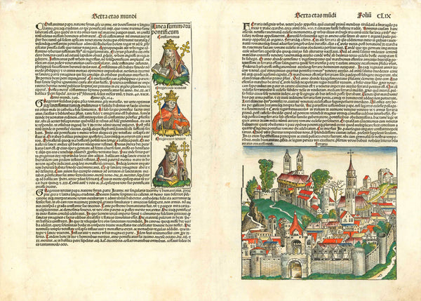 SCHEDEL - WÜRZBURG - BAVARIA - FRANCONIA  Würzburg. - "Herbipolis"  Sexta etas mundi Pag. CLX (160)  General view of the important city in Bavaria, province of Franconia  Type of print: Woodcut  Color: Excellent hand coloring  Published in: Nuremberg Chronicle ("Weltchronik" (Liber Chronicarum)  Author:  Hartmann Schedel.