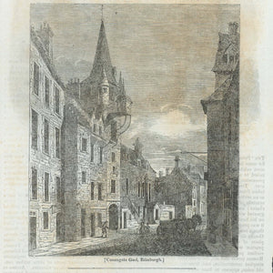 "Cannongat Gaol, Edinburgh"  Cannongat Gaol, Edinburgh, Scotland, Schotland, Edinburg  Wood engraving published 1836.  Original antique print  