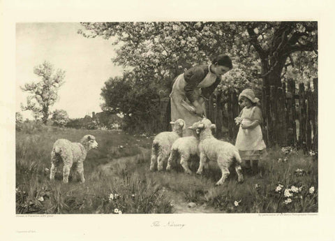 "The Nursery"  Photogravure after a painting by Ernest Waterlow. Published 1895.  Image: 16.5 x 25.5 cm ( 6.4 x 10 ")