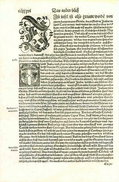 Sicily. - "Von Italia Beschreibung der inseln unnd des gantzen kuenigreichs Sicilie"  The island of Sicily and surrounding islands. The south tip of Calabria and the north tip of Africa.  Woodcut. Published in "Cosmographia" by Sebastian Muenster (1488-1552) German edition.  Basel, 1553  Original antique print   For a 30% discount enter MAPS30 at chekout, interior design, wall decoration, ideas, idea, gift ideas, present, vintage, charming, special, decoration, home interior, living room design