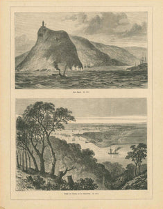 South Africa  Upper image: "Port Natal" Lower image: "Ansicht von Durban an der Natal-Bay"  Wood engravings published 1879.  Original antique print  