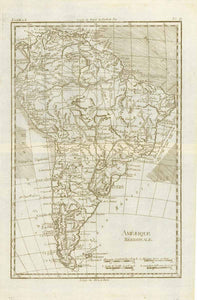 Antique map , "Amerique Méridionale"  South America, Amerique Méridionale, South America, Bonne, Raynal  Copper engraving by Rigoberto Bonne. Published by Guillaume Thomas Raynal 1780.  For a 30% discount enter MAPS30 at chekout 