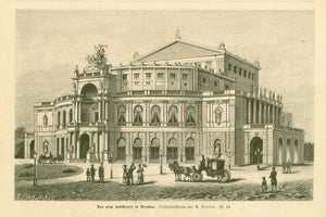 "Das neue Hoftheater in Dresden" (now Semperoper)  Wood engraving after R. Stieler. Published 1879  Original antique print , interior design, wall decoration, ideas, idea, gift ideas, present, vintage, charming, special, decoration, home interior, living room design