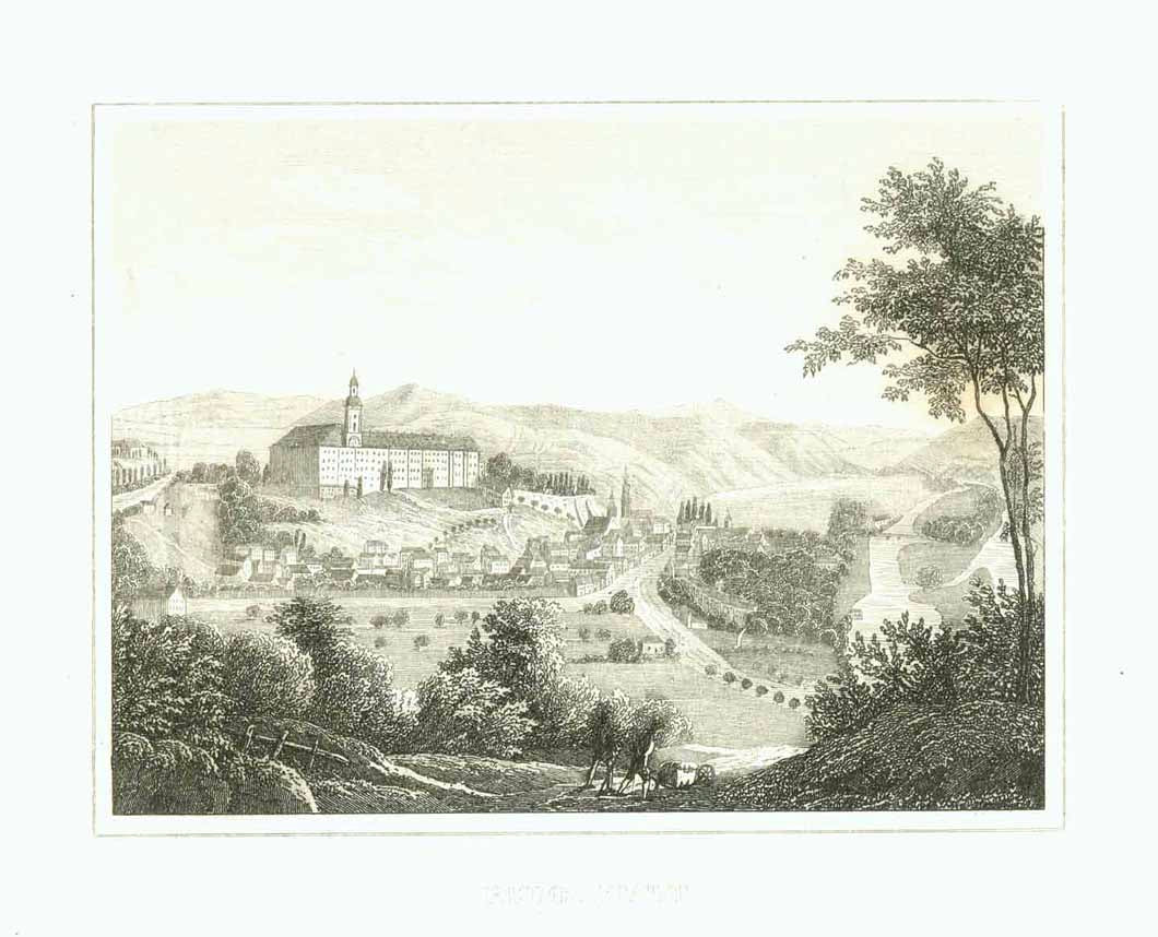 "Rudolfstadt"  Anonymous steel engraving ca 1840.  Original antique print   Fine condition.