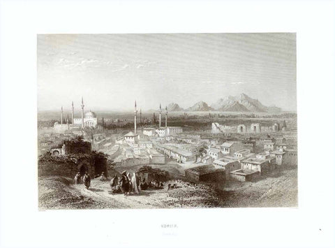 "Konieh" "Iconium"  Steel engraving by R. Wallis after Laborde. Published 1854.