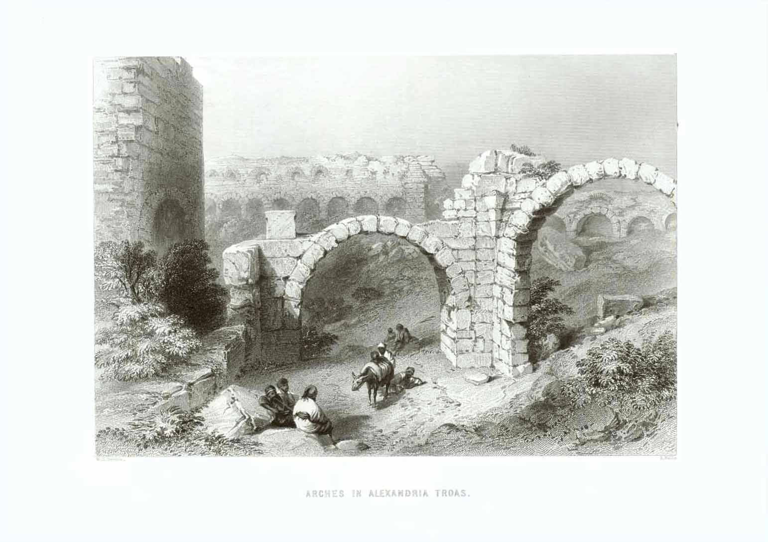 "Arches in Alexandria Troas"  Steel engraving by R. Wallis after W.H. Bartlett. Published 1854.