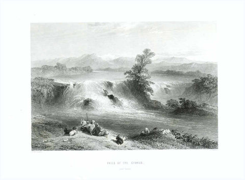 "Falls of the Cydnus" "near Tarsus"  Steel engraving by J. C. Bentley after C.Wilbreham. Published 1854.