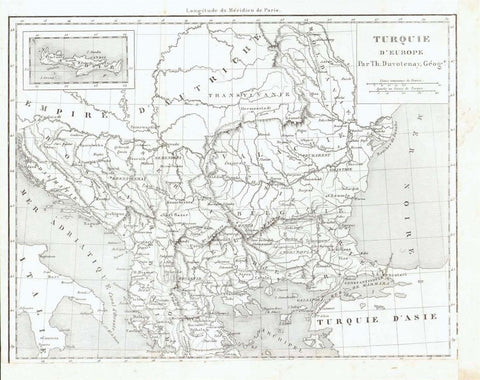 "Turquie D'Europe"  Steel engraving map, 1862. Shows Balkan and Greece at the time of Turkish domination.  Original antique print   For a 30% discount enter MAPS30 at chekout