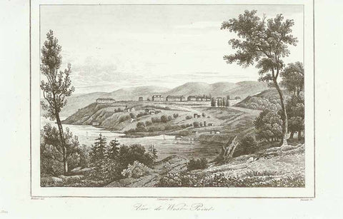 "Vue de West Point"  Steel engraving after Milbert, 1837.  Original antique print 