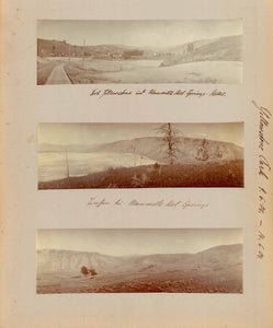 Three photos of Yellowstone Park dated 1904.  Size of each photo: 5.3 y 17 cm ( 2 x 6.6 " )  Reverse side    Old Postcards of Yellowstone Park