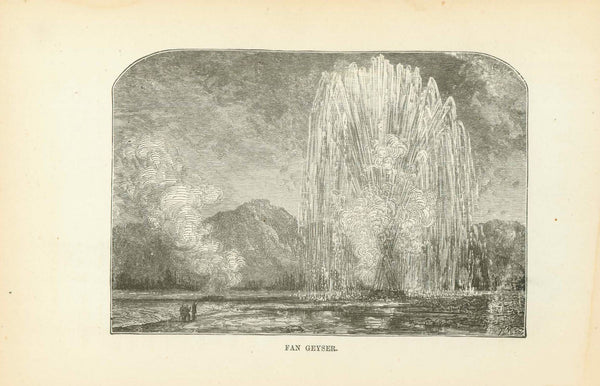 Antique print, Yellowstone, Other images: "Grand Geyser of the Fire-Hole Bsin, The Liberty Cap, The Devil's Hoof, The Devil's Den." Yellowstone National Park, Geyser, Geiser, Montana, Wyoming, Hot Springs Published 1873. Original antique print, interior design, wall decoration, ideas, idea, gift ideas, present, vintage, charming, special, decoration, home interior, living room design 