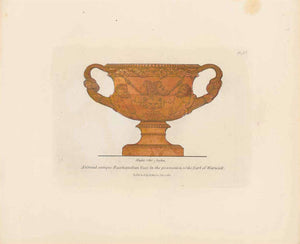Plate 37 - Hand-colored copper etching  "A Grand antique Bacchanalian Vase in the possession of the Earl of Warwick"  Published in "Select Greek and Roman Antiquities from Vases, Gems and other Objects of the Choicest Workmanship"  By Henry Moses (1781-1870)  London, 1811, interior design, wall decoration, ideas, idea, gift ideas, present, vintage, charming, special, decoration, home interior, living room design