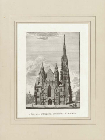 "L'Eglise St. Etienne Cathedrale de Vienne"  Copper engraving by D. Perlasca ca 1830.