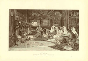 "The Oracle"  Wood engraving made after the painting by J. W. Waterhouse. Published 1895. Reverse side is printed with unrelated text.